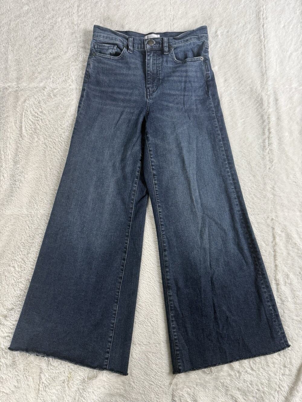 FRAME Le Palazzo Crop High Rise Wide Leg Crafty Wash Blue Jeans Size 26
